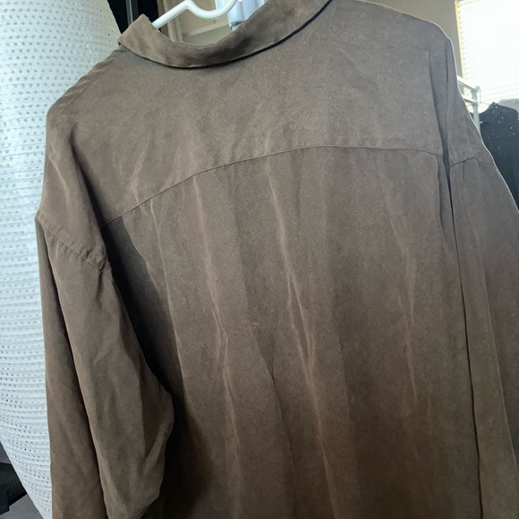 van heusen dress shirt Soft Suede Size XXL Brown 18-18 1/2 NWOT Button Up Pocket - Picture 13 of 13